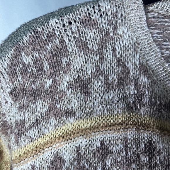 Talbots Women's Cardigan Sweater M Irish Linen Blend Button Front Knit Beige VTG - Picture 4 of 13